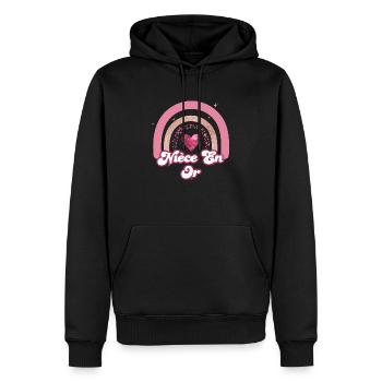 Nichte in Rose Rainbow Gold - Nichte Geschenk - Männer Premium Bio Hoodie - Schwarz - Vorne - Nico (187cm)