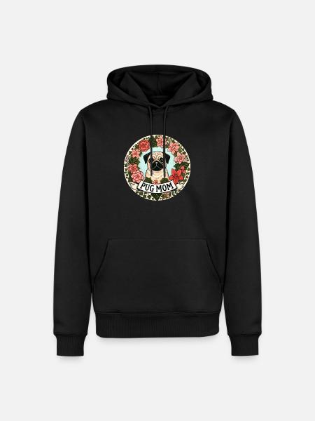 Mops-Mama - Männer Premium Bio Hoodie - Schwarz