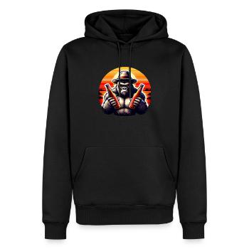 Schimpanse mit zwei Bier in der Hand - Männer Premium Bio Hoodie - Schwarz - Vorne - Nico (187cm)