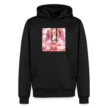 Petite fille avec sa poupée animé japonais - Sweat à capuche Premium bio Homme - noir - Devant - Nico (187cm)