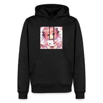 Fille dessins animés japonais mangas - Sweat à capuche Premium bio Homme - noir - Devant - Nico (187cm)