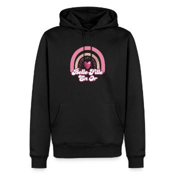 belle fille en or rainbow rose- cadeau belle fille - Sweat à capuche Premium bio Homme - noir - Devant - Nico (187cm)