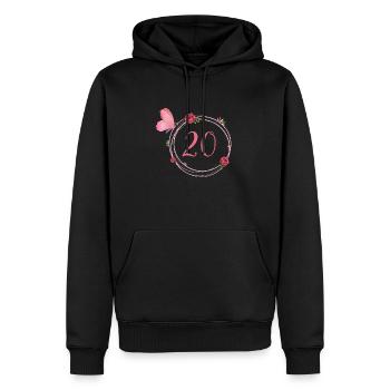 20e anniversaire papillon et fleurs fillettes - Sweat à capuche Premium bio Homme - noir - Devant - Nico (187cm)