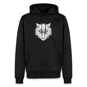 Loup Alpha - Sweat à capuche Premium bio Homme - noir - Devant - Nico (187cm)