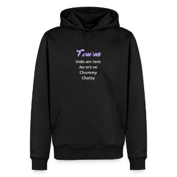Logo signe astrologique "Taureau" - Sweat à capuche Premium bio Homme - noir - Devant - Nico (187cm)