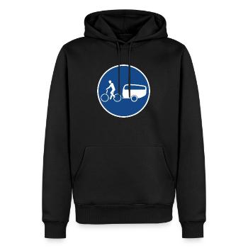 Camping-car à vélo 2024 - Sweat à capuche Premium bio Homme - noir - Devant - Nico (187cm)