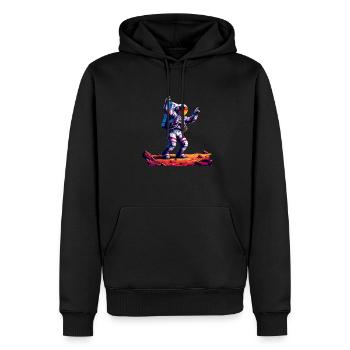 A Space Voyage, Astroanut Moon Planet - Men’s Premium Organic Hoodie - black - Front - Nico (187cm)