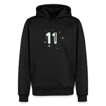 11e anniversaire watercolor étoile - Sweat à capuche Premium bio Homme - noir - Devant - Nico (187cm)