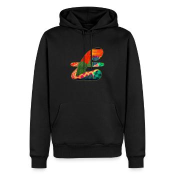Abstraktes Muster in lebendigen Farben - Männer Premium Bio Hoodie - Schwarz - Vorne - Nico (187cm)
