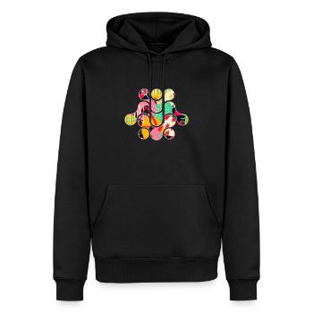 Kaleidoscope of Colors: A Geometric Symphony - Men’s Premium Organic Hoodie - black - Front - Nico (187cm)