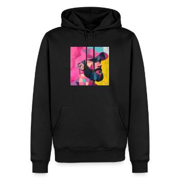 Barbe fournie - Sweat à capuche Premium bio Homme - noir - Devant - Nico (187cm)