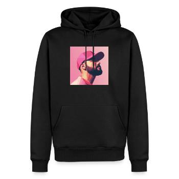 Pink - Männer Premium Bio Hoodie - Schwarz - Vorne - Nico (187cm)