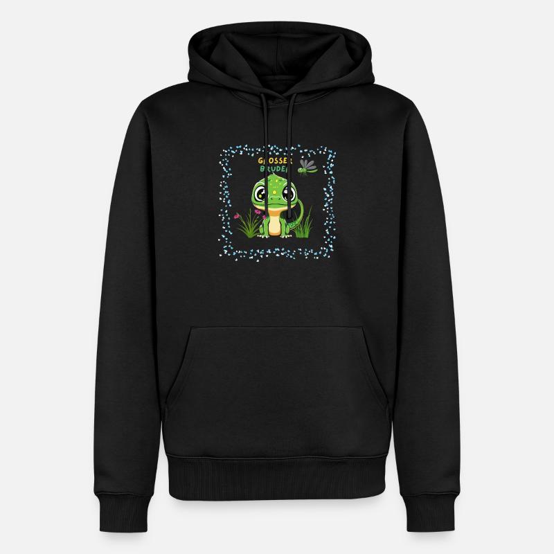 Grosser Bruder Dino - Männer Premium Bio Hoodie - Schwarz
