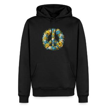 Hippie soul Groovy Summer time peace love Ukraine - Men’s Premium Organic Hoodie - black - Front - Nico (187cm)
