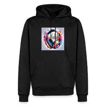 Musik Melodie Kopfhörer mit Noten - Männer Premium Bio Hoodie - Schwarz - Vorne - Nico (187cm)