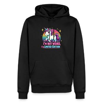 I'm Not Weird I'm Limited Edition Unicorn Rainbow - Men’s Premium Organic Hoodie - black - Front - Nico (187cm)