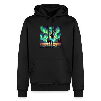 Elch und Aurora - Männer Premium Bio Hoodie - Schwarz - Vorne - Nico (187cm)