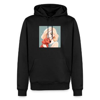 Girl with dog - Männer Premium Bio Hoodie - Schwarz - Vorne - Nico (187cm)