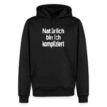 Kompliziert - Männer Premium Bio Hoodie - Schwarz - Vorne - Nico (187cm)