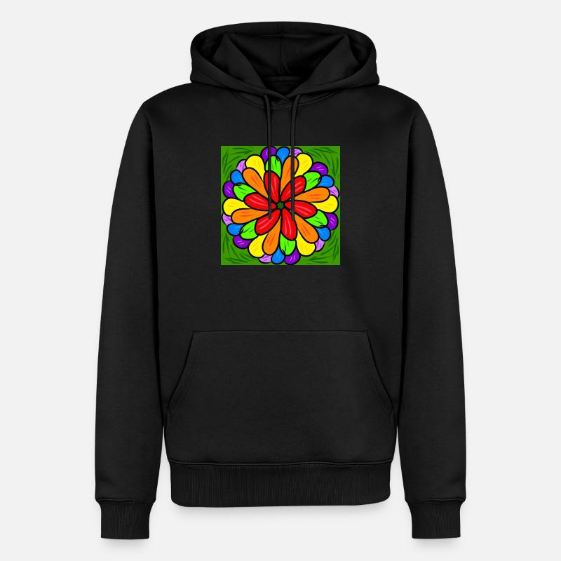 Regenbogenfarbe Blume - Männer Premium Bio Hoodie - Schwarz