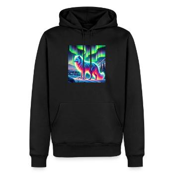 Polarfuchs Aurora Borealis - Männer Premium Bio Hoodie - Schwarz - Vorne - Nico (187cm)