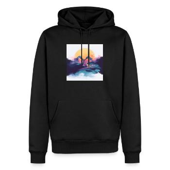Abstract Sunset with Flamingo Waves - Men’s Premium Organic Hoodie - black - Front - Nico (187cm)