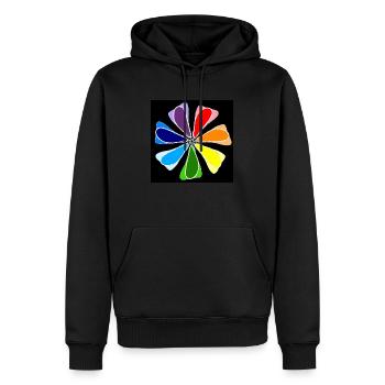 Rainbow abstract flower - Men’s Premium Organic Hoodie - black - Front - Nico (187cm)