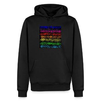 Rainbow color dot stripes - Men’s Premium Organic Hoodie - black - Front - Nico (187cm)