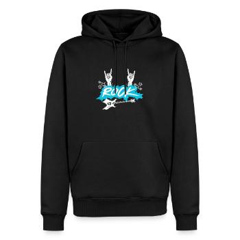 ROCK - Männer Premium Bio Hoodie - Schwarz - Vorne - Nico (187cm)