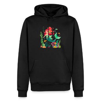 Sirène, mi-humaine, mi-poisson - Sweat à capuche Premium bio Homme - noir - Devant - Nico (187cm)