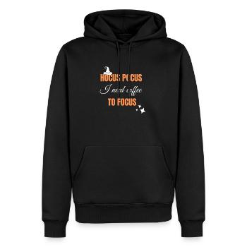 Hocus Pocus - Ich brauche Kaffee - Zum Fokus - Männer Premium Bio Hoodie - Schwarz - Vorne - Nico (187cm)