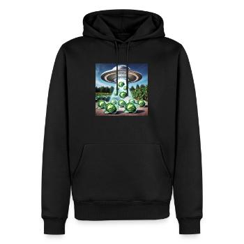 UFO & Kohl - Green Invasion - Männer Premium Bio Hoodie - Schwarz - Vorne - Nico (187cm)
