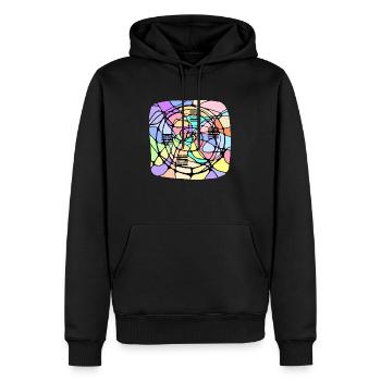 Human Design Inkarnationskreuz "Das Unerwartete 3" - Männer Premium Bio Hoodie - Schwarz - Vorne - Nico (187cm)
