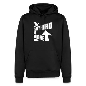 Party Hard Or Go Home Arrows Go Home Logo - Men’s Premium Organic Hoodie - black - Front - Nico (187cm)