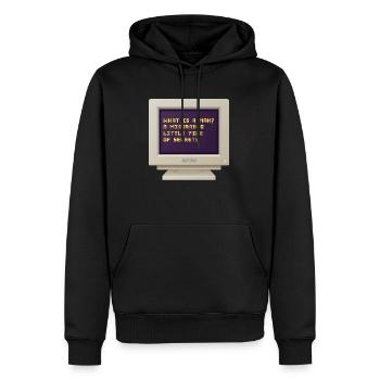 CRT Design - Was ist ein Mann? - Männer Premium Bio Hoodie - Schwarz - Vorne - Nico (187cm)