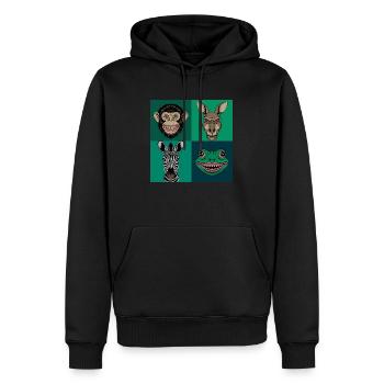 Smile Tiere Affe Känguru Zebra Frosch Halloween - Männer Premium Bio Hoodie - Schwarz - Vorne - Nico (187cm)