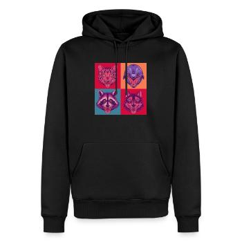 Pop-art Tiere Cat Wolf Waschbär Delphin Halloween - Männer Premium Bio Hoodie - Schwarz - Vorne - Nico (187cm)