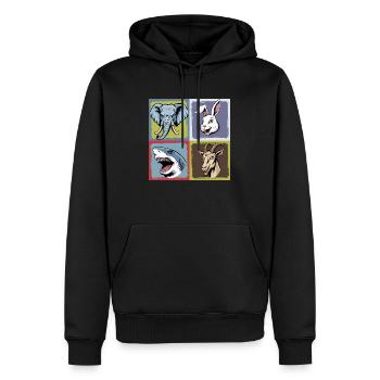 Popart Elefant Hase Hai Ziegenbock Smile Horror - Männer Premium Bio Hoodie - Schwarz - Vorne - Nico (187cm)