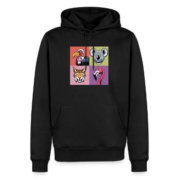 Pop-art Koala Luchs Geier Flamingo bunt Smile - Männer Premium Bio Hoodie - Schwarz - Vorne - Nico (187cm)