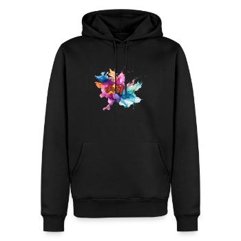 Colourful Watercolour Explosion with 'Bang!' Text - Men’s Premium Organic Hoodie - black - Front - Nico (187cm)