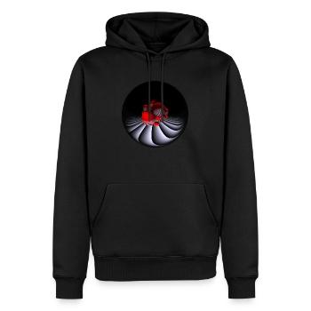 Design mit Fisheye-Kamera - Männer Premium Bio Hoodie - Schwarz - Vorne - Nico (187cm)