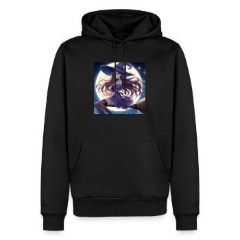 Sorcière d’Halloween sur balai avant la pleine lune - Sweat à capuche Premium bio Homme - noir - Devant - Nico (187cm)