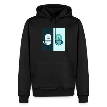 Kaffee - Männer Premium Bio Hoodie - Schwarz - Vorne - Nico (187cm)