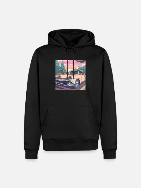 Road trip en voiture classique - Sweat à capuche Premium bio Homme - noir