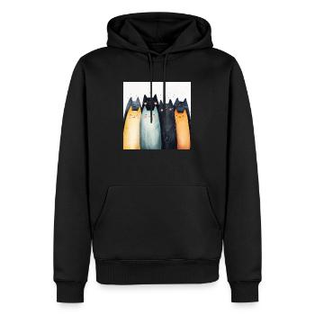 Chats souriants - Sweat à capuche Premium bio Homme - noir - Devant - Nico (187cm)