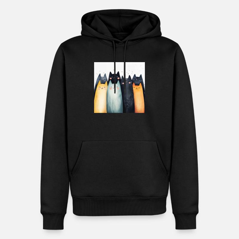 Lächelnde Katzen - Männer Premium Bio Hoodie - Schwarz