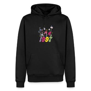 Geburtsjahr 1997 Wildblumen - Männer Premium Bio Hoodie - Schwarz - Vorne - Nico (187cm)