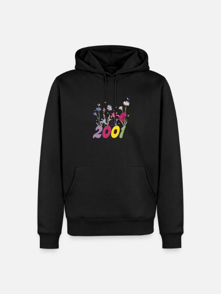 Year of birth 2001 wildflowers - Men’s Premium Organic Hoodie - black