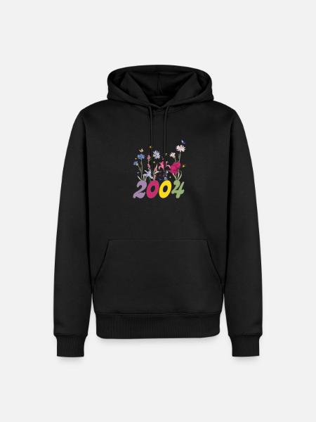 Year of birth 2004 wildflowers - Men’s Premium Organic Hoodie - black