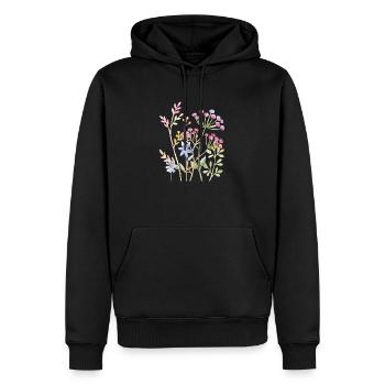 Delicate Watercolour Floral Art - Men’s Premium Organic Hoodie - black - Front - Nico (187cm)